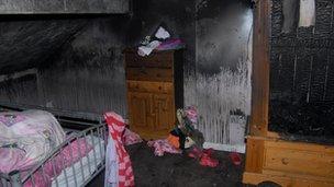 The bedroom following the fire