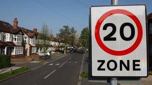 20mph sign on road