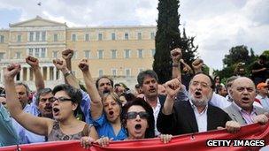 Protestors in Athens