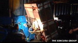 The Sincura Group supplied a video of the brickwork being transported