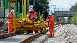 Workmen on the Tyne and Wear Metro