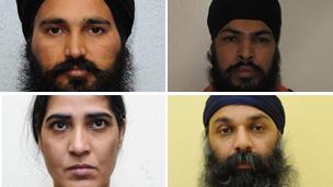 Clockwise from top left: Dilbag Singh; Mandeep Singh Sandhu: Harjit Kaur and Barjinder Singh Sangha