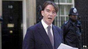 Peter Mandelson after resigning in 2001