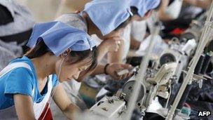 Workers at a factory in China