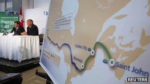 TransCanada announces its Energy East pipeline in Calgary, Alberta, on 1 August 2013