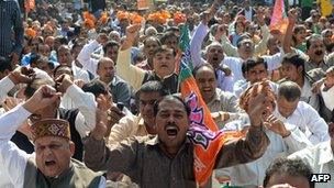 Protestors shouting slogans