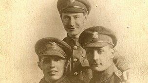 Edgar Wyn Williams (back) and two comrades