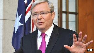 Australia's Prime Minister Kevin Rudd addresses the media after calling a general election in Canberra on 4 August 2013