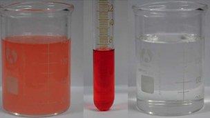 Structured surfaces can separate mixtures (left) to near pure oil (centre) and water (right)