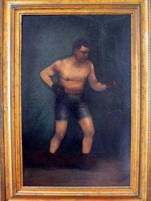 A painting of boxer Iron Hague
