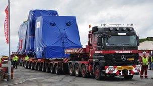 Guernsey Electricity generator being transported to the power station