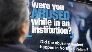 Advertising poster calling for abuse victims to give evidence to the inquiry