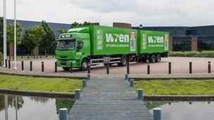 Lorry parked in front of offices