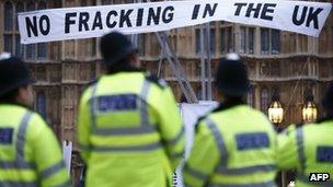 Environmentalists protesting against fracking