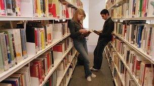 Students in library