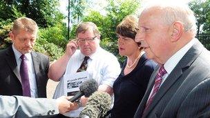 Arlene Foster accompanied the Castlederg victims to meet with the Secretary of State