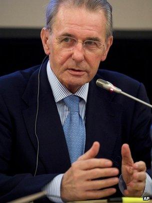 International Olympic Committee chief Jacques Rogge at a news conference in Moscow, 9 August