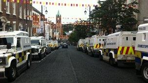 There has been a heavy security presence in Shipquay Street in Londonderry