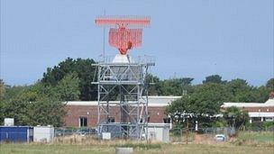 Radar tower at Guernsey Airport, due to be tested in September