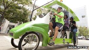 A pedal bus used in North Carolina in the USA