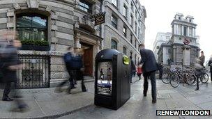 Recycling pods in the City of London