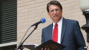 North Carolina Gov. Pat McCrory (file pic May 2013)