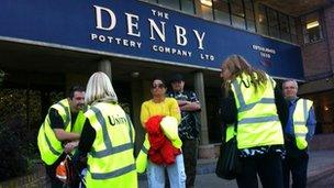 Denby staff on the picket line