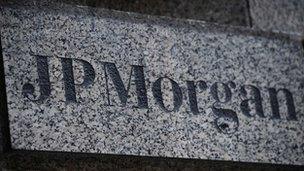 JP Morgan company name in granite