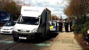 Raid scene Regent Road Salford