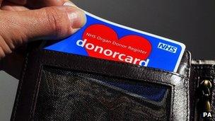 Organ donor card