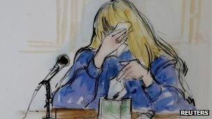 Courtroom sketch of Debbie Rowe