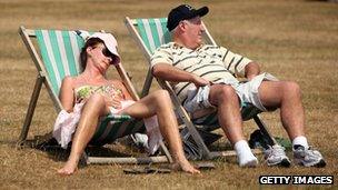 Relaxing in the sun in London's Hyde Park