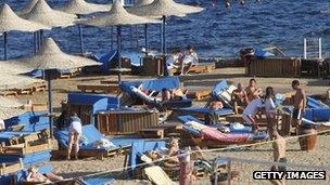 Tourists at Red Sea resort town of Sharm el-Sheikh