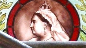 Queen Victoria in the stained glass window