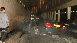 The wreckage of the car after the crash which killed Princess Diana