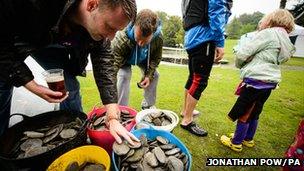 All England Stone Skimming Championships entrants chose their stones