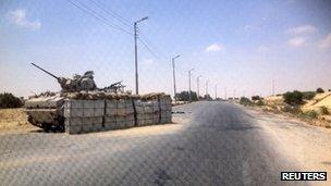 An army check point is north Sinai. Photo: July 2013