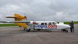 Aurigny trislander at Alderney Airport