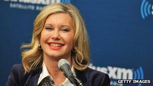 Olivia Newton-John answers questions at SiriusXM's studios in New York City 12 December 2012