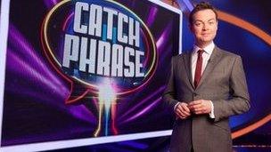 Stephen Mulhern on the set of Catchphrase