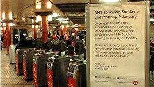 Tube strike notice