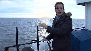 Daniel Sandford on boat in Laptev Sea