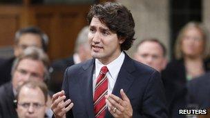 Liberal leader Justin Trudeau speaks during Question Period in the House of Commons on Parliament Hill in Ottawa 5 June 2013