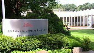 Sign outside Eli Lilly office