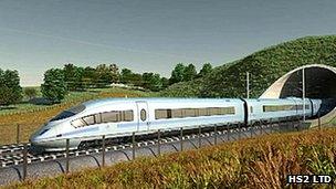 Mock-up image of HS2 train