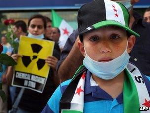 Syrians in Bulgaria protest against Wednesday's suspected chemical weapons attack (23 August 2013)