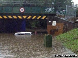 The Mitsubishi Pajero underwater in Hockley