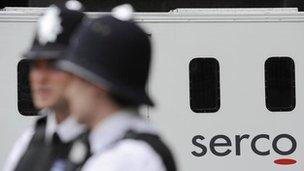 Police outside Serco van