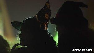 Women in witch costumes