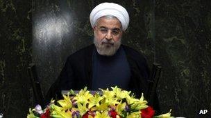 Pic of Iranian President Hassan Rouhani in Tehran on 15 August 2013